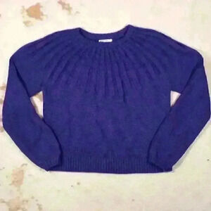 MARINE LAYER Royal Purple Knit Sweater Pleated Neck Merino Wool Women Small